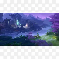 紫色梦幻树林房屋