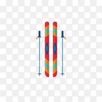 彩色条纹冬季滑雪雪橇