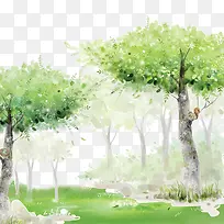 彩色唯美装饰树林设计图