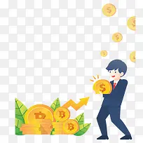 金融商务小人赚钱