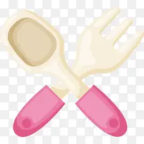 粉色卡通婴儿餐具
