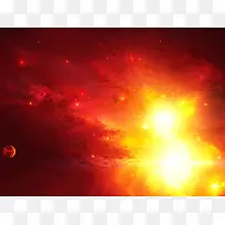 红色光效宇宙星空银河场景