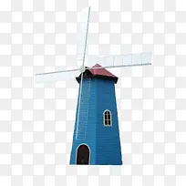 蓝色大风车宝塔房屋建筑