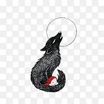 狼嚎插画