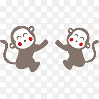 卡通可爱两只猴子