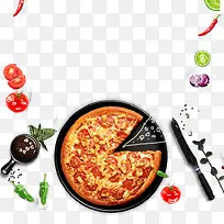 免抠盘子里的美味披萨蔬菜装饰