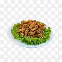 盘子里的蔬菜牙签肉