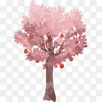 粉红树叶春天果树