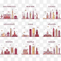 矢量美国城市插画