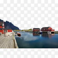立体建筑挪威北部渔港免抠