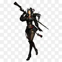 卡通女枪手扛着长枪