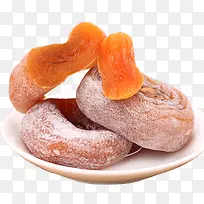 小瓷碟上的柿子饼