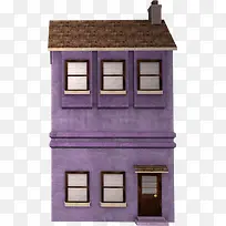 卡通紫色墙壁房子