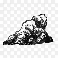 手绘水墨画石头