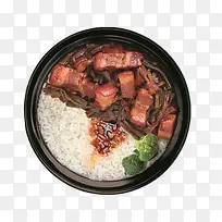黑色碗里的饭食物