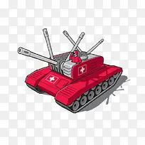 红色多炮筒坦克