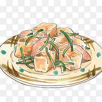 炒豆腐手绘画素材图片
