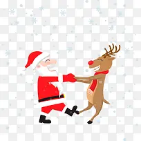 矢量圣诞老人与麋鹿
