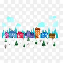 彩色房子小镇的圣诞节