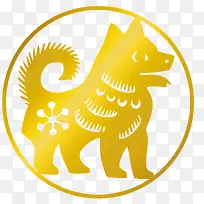 2018金色卡通狗窗花设计