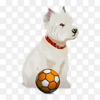 狗狗玩足球矢量图