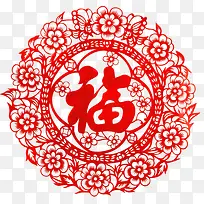 红色中国风花朵福字