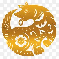 2018金色狗年卡通小狗窗花