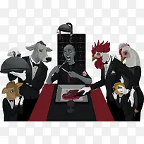 朋克风印象派画像晚餐
