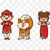 春节卡通插图狗年拜年