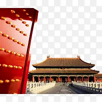 北京红大门和故宫