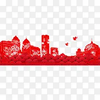 红色剪纸城市新样貌