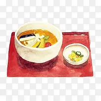 汤饭套餐手绘画素材图片