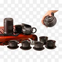 复古深色陶瓷茶具