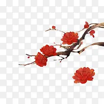 中国风红色树枝花朵