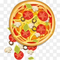 手绘蔬菜圆形披萨图案