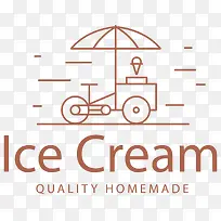 矢量图水彩冰淇淋车