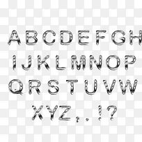 银色金属字母字体矢量图