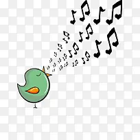 卡通矢量小鸟可爱音乐音符