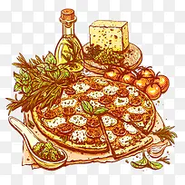 披萨水果蔬菜美食图案