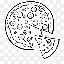 简约风格披萨简笔画食物