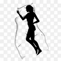 黑白插图睡着的女人剪影