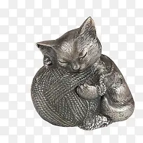 青铜小猫毛线球装饰品