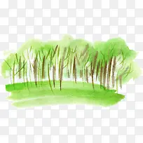 彩绘绿色卡通树木
