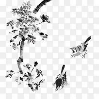 水墨画小鸟
