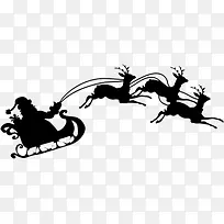 黑色圣诞老人麋鹿剪影