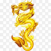 手绘中国风黄色翔龙