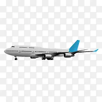 白色机身蓝色尾翼的飞机