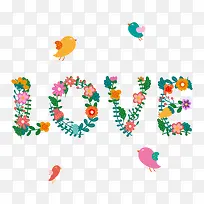 卡通花卉LOVE