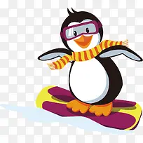 滑雪企鹅冬季旅游素材