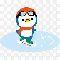 可爱滑雪造型企鹅